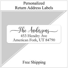 60 Return Address Labels Personalized Printed 3/4″ x 2 1/4″ Swash Script