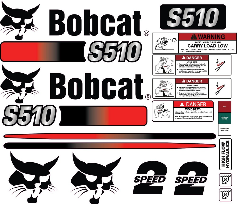 Fits Bobcat S510 Decal Kit Skid Steer / safety decals 3M VINYL / FREE SHIPPING