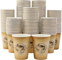 Clawsoff 300-Pack 12oz Disposable Coffee Cups – Retro, Leak-Proof, Hot/Cold