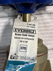 BRASS GATE VALVE 2”F X 2”F 200 WOG 200 PSI Everbilt
