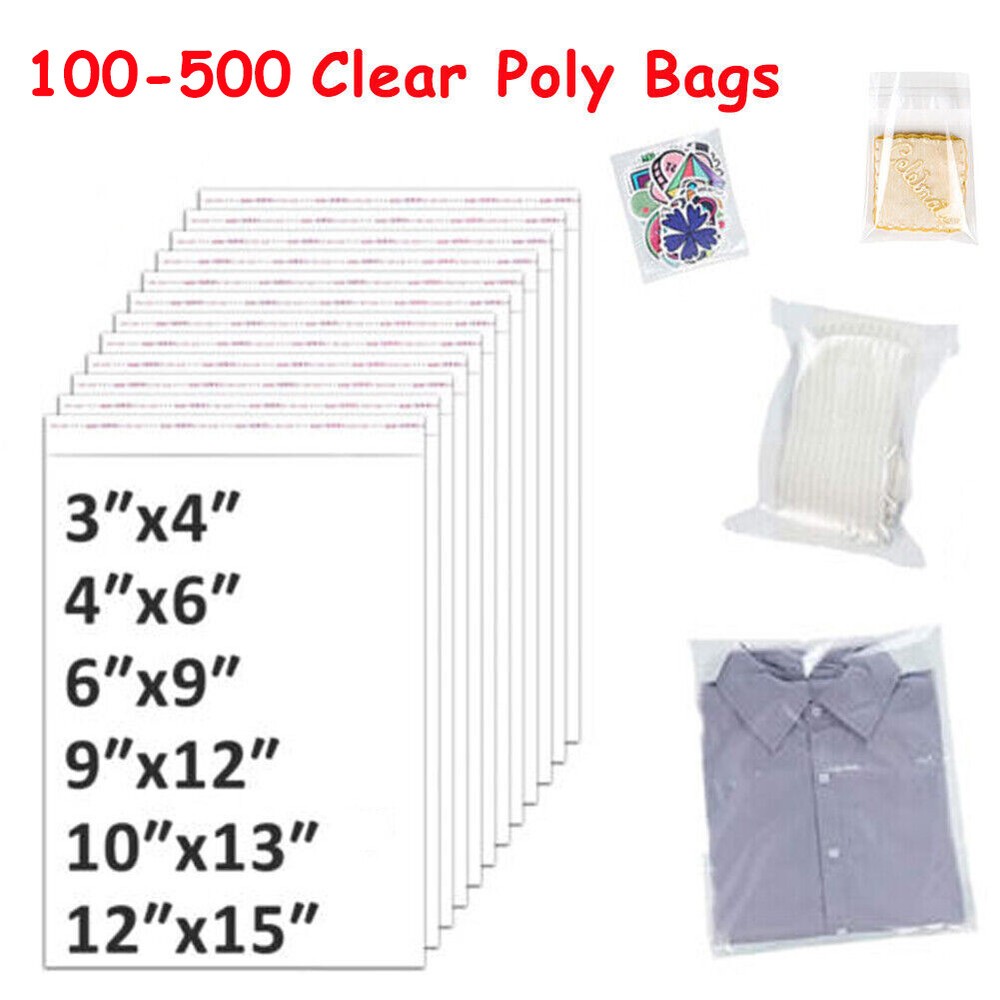 100-500 Clear Plastic OPP Cellophane Cello Cellophane Bags Self Adhesive Bags