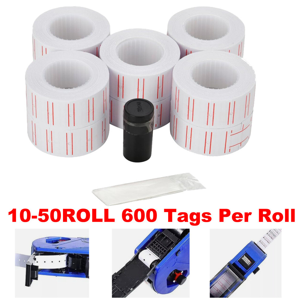 10 Rolls Price Tags Gun Labels Stickers For MX-5500 With Refill Ink Markdown