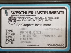Weschler Instruments PH101 BarGraph Instrument 0-150vdc 120vac Scale 0 to 5250v