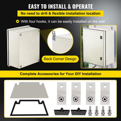 NEMA Enclosure, 19.7 X 15.7 X 7.9 In., Fiberglass Steel Electrical Box IP66 Wate
