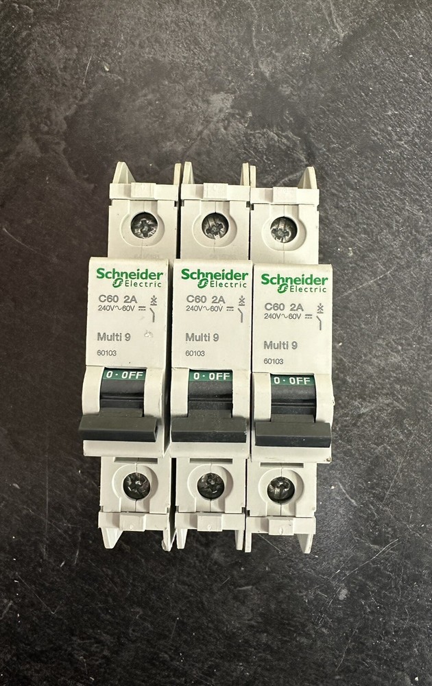 Lot Of 3 Schneider Electric C2A C60 Multi 9 Single Pole Circuit Breaker