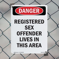 Portrait Registered Sex Offender OSHA Danger Sign Metal, Decal – 5 or 10 Pack