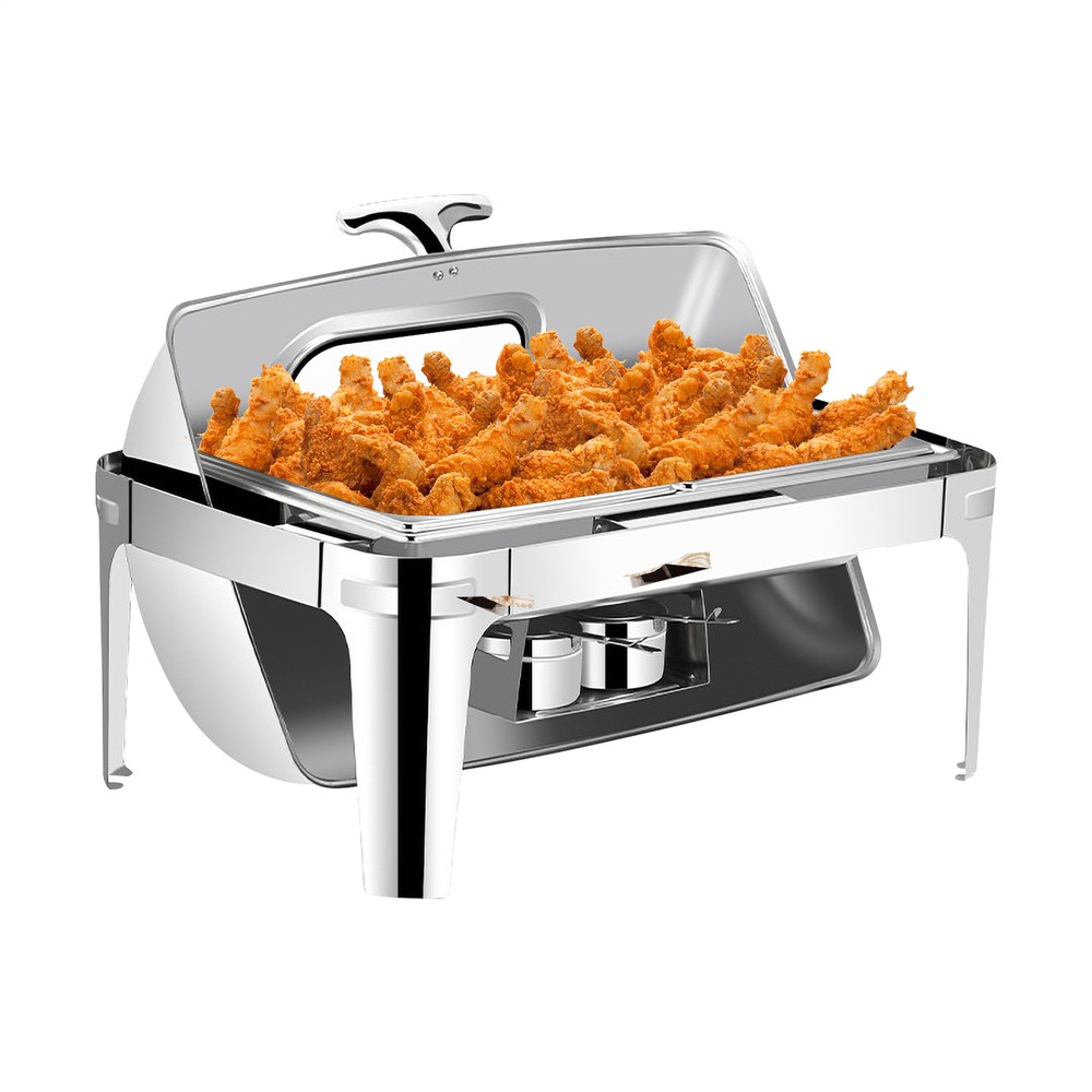 9QT Food Warmer Commercial Steel Chafer Buffet Chafing Dish Roll Top