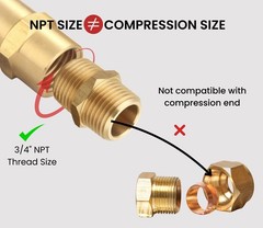 3/4 Inch NPT Brass Nipple Male Pipe Fitting Adapter, 2 Piece