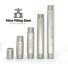 1/2″ inch Long PIPE NIPPLE NPT Stainless Steel 316 ALL Length Barrel Nipple