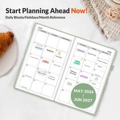 2026-2027 Pocket Weekly Planner 3.5×6 Hardcover Academic Calendar Sage