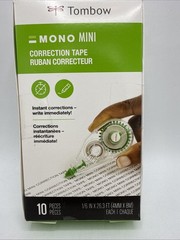 Tombow 68722 Mono Mini Correction Tape, Non-Refillable, Clear Applicator, 0.17″