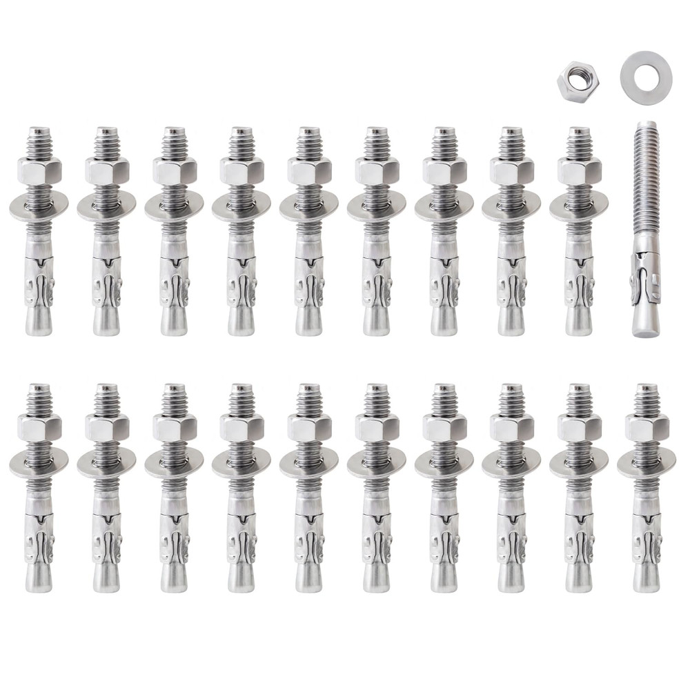 Stainless Steel Concrete Anchor Bolts 3/8″ X 3 Inch, 20-Pack Wedge