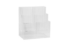Dazzling Displays Acrylic Stand 3 Tier, 6 Pocket Fits 4 by 9 Material, Clear
