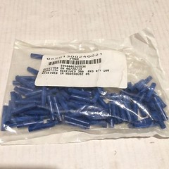 AMP 34068 Qty 100ea Nylon Butt Splice Terminal 16-14 AWG Wire Size, Blue