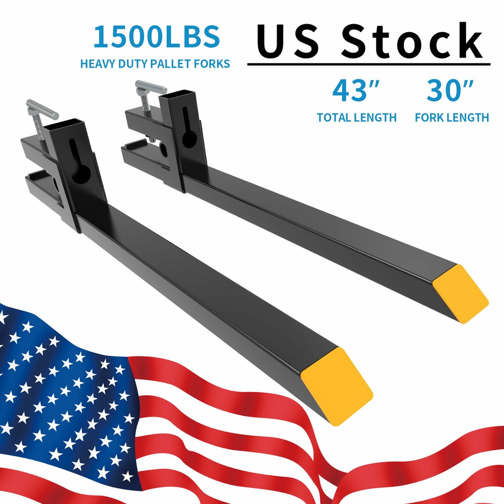 1500lbs 43″ Pallet Forks Clamp on Loader Bucket Skidsteer Tractor Backhoe Fork