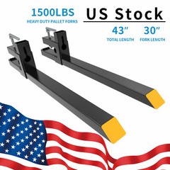 1500lbs 43″ Pallet Forks Clamp on Loader Bucket Skidsteer Tractor Backhoe Fork