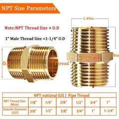 Gadoutcover 4pc 1″ NPT Hex Brass Nipples
