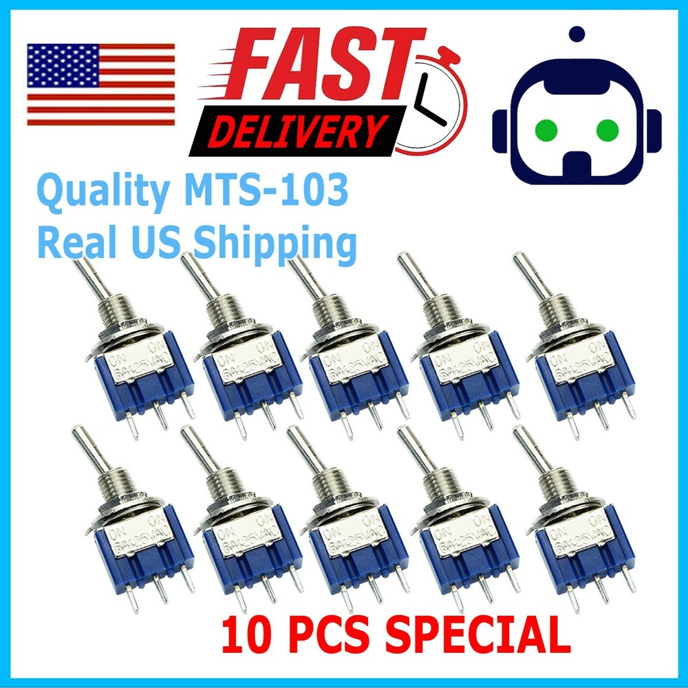 10pcs 3 Pin SPDT ON-OFF-ON 3 Position Mini Toggle Switches MTS-103 US