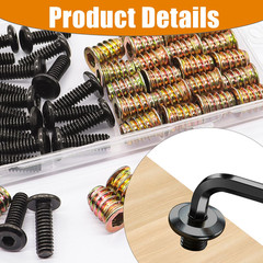 25 Sets 1/4-20 Threaded Inserts for Wood with 1-5/32 Inch Screws Furniture Kit