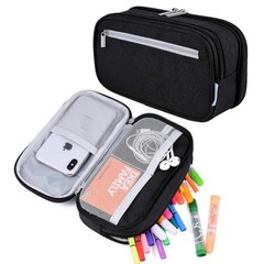 Large Capacity Pencil Case with 3 Multifunctional Compartments Pouch Holder for