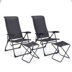 44 In. Gray Plastic Fabric Oxford Cloth Adjustable Back Folding Chairs (Set of 4
