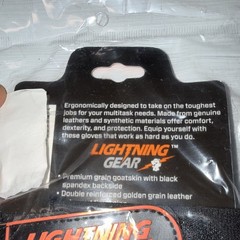 Lightning Gear Defender Goatskin Leather Work Gloves, Size L, Black/White 0817L
