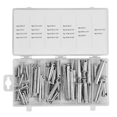 60 Pc Clevis Pin Assortment Set 3/32 in,1/8 in and 5/32 in Pin Hole