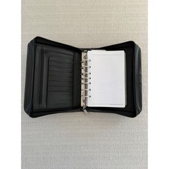 Franklin Covey Leather Planner Binder 7 Ring Retractable Handles Black 8 x 10