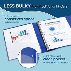 Blue Summit Supplies 6 Pack 3-Ring Plastic Binder 1-Inch Flexible Binder Soft
