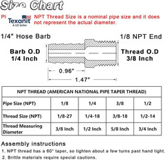 4Pcs Brass Hose Barb Fittings 1/4″ Hose Barb to 1/8 NPT Male Thread Air Hose Fit