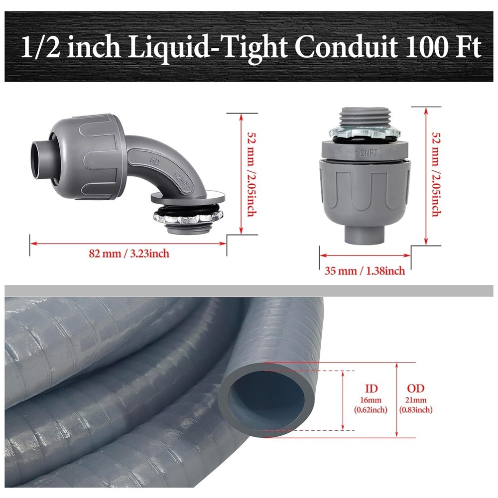 PVC Conduit Kit with Straight & Angle Fittings