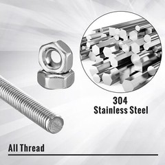 12 Pack 8/32 Inch M4 Threaded Rod w/ Hex Nuts Stainless Steel 8 Inch Studs Rods