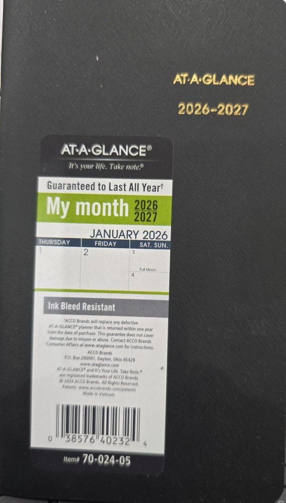 AT-A-GLANCE 2 Year Monthly 2026-2027 Planner 3.5″ x 6″ Pocket Size (700240526)