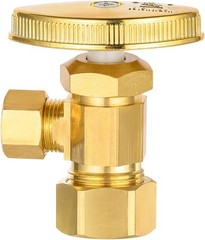 Brushed Brass 2 Pack Angle Stop Valve, 1/2″ Nominal Compression x 3/8″ OD