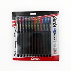 12 Pens Pentel EnerGel Kuro Assorted Color Gel Pens 0.7mm Medium Point