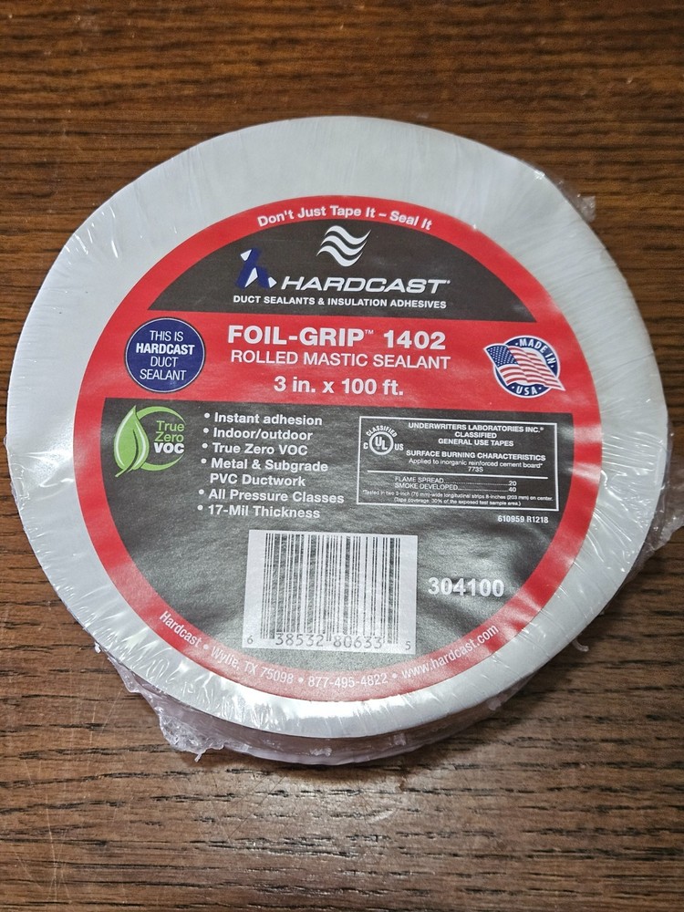 1 Roll Hardcast Carlisle Foil Grip 1402 Rolled Mastic Sealant Tape 3″ x 100′