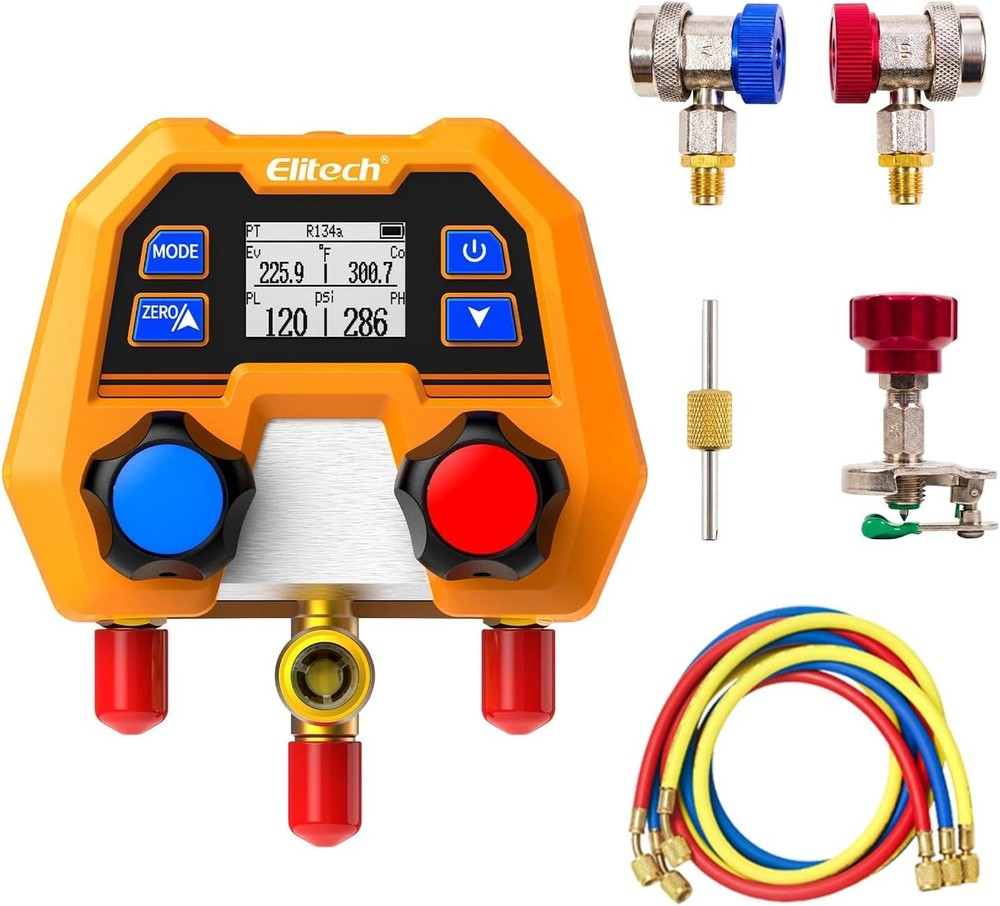 Elitech DMG-2SE 2-Way HVAC Manifold Gauge Set 88 Refrigerants Automotive AC Tool
