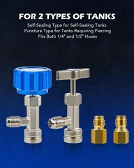 R1234yf Adapter Kit – Quick Couplers, Self-Sealing Can Tap, Durable Brass, Leak-