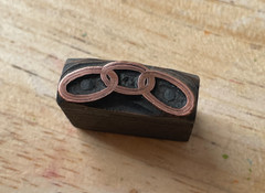 Printing Letterpress Printers Block Copper Oddfellows Rings FLT (530)