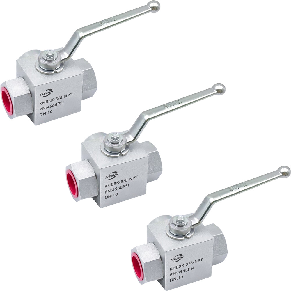 3/8″ NPT 3 Way Ball Valve 4568PSI KHB Hydraulic Industrial Fluid Control 3 Pack