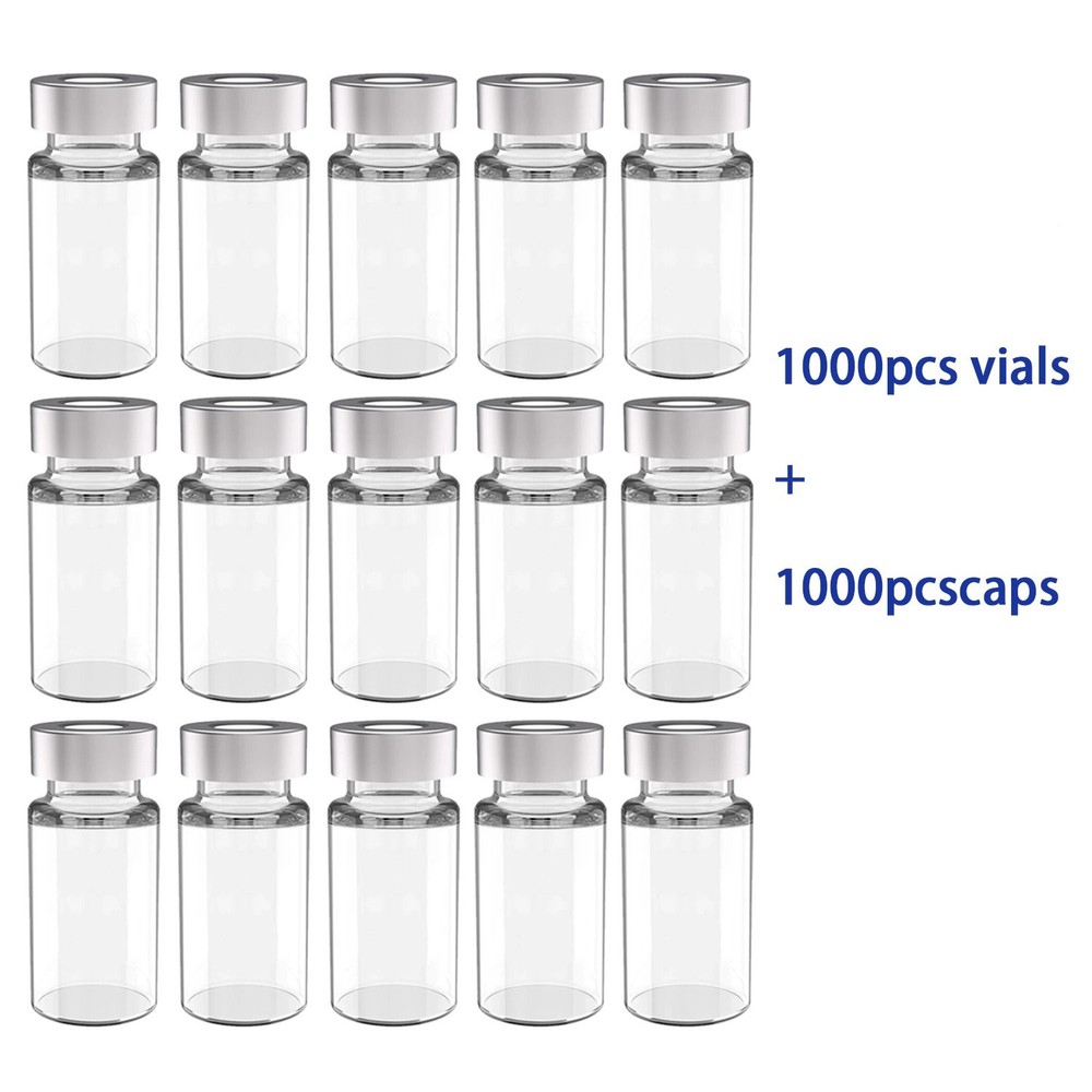 100/500/1000PCS 10ml Glass Vials Sample Headspace Vials w/ 20mm Crimp Top Caps
