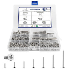 220 Pcs Wood Screws Assortment Kit, 304 Stainless Steel Screws, Phillips Drive F