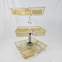 Vintage 3 Tier Rotating Organizer Lazy Susan Style Acrylic Steel Retro MCM