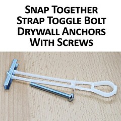 (100) Strap Toggle Bolt Drywall Anchors WITH 1/4 x 2-1/2″ Screws