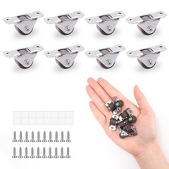 8Pcs 1/2 Inch Mini Caster Wheels, Single Direction Low 0.5 inches, brown
