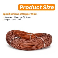 22 Gauge / 0.6mm Copper Wire 328Ft / 100M, Double Stranded Enameled Wire for …