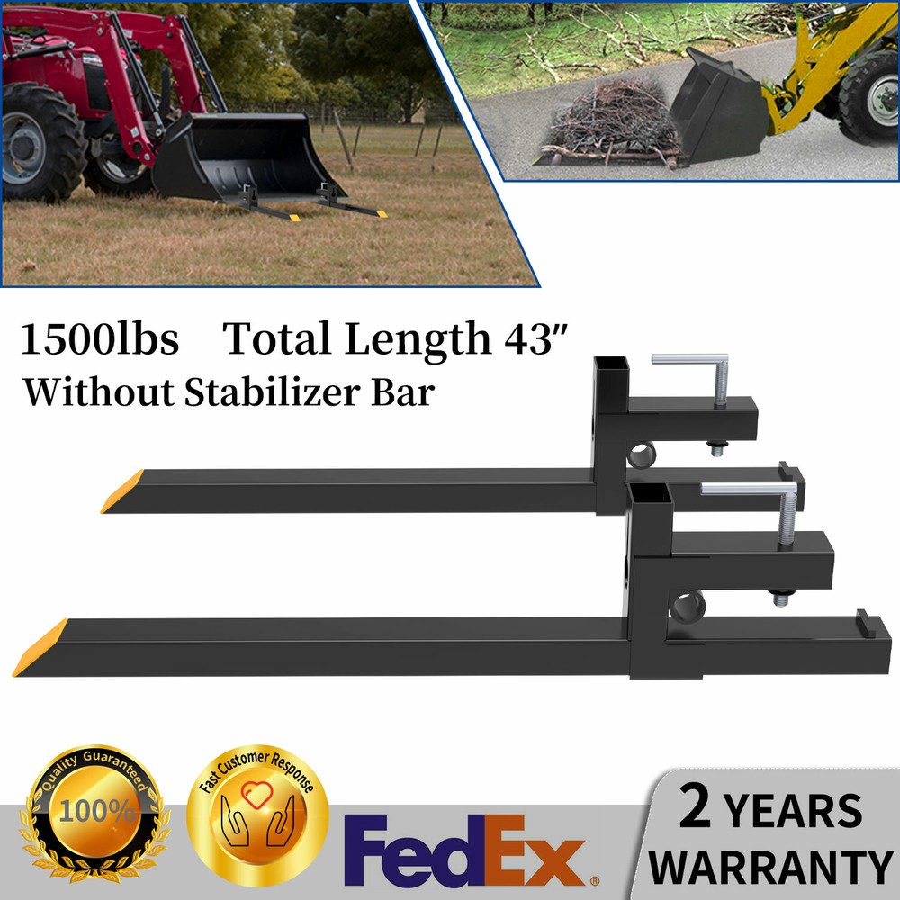 1500lb 43″ Tractor Bucket Pallet Forks Clamp Kubota Loader Skid Steer Attachment