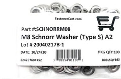 (100) M8 Stainless Steel Type S Safety Lock Washer – Schnorr style washer A2
