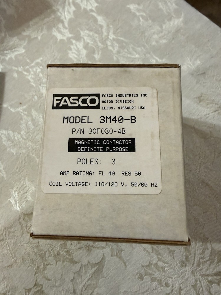 FASCO 3M40-B 3-POLE MAGNETIC CONTACTOR 30FO30-4B
