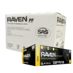 SAS Safety 66518 Raven Powder-Fre​e Black Nitrile 6 Mil Gloves, Large, 30 Pack.